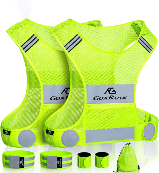 2 Pack Reflective Vest Running Gear Ultralight Runner Safety Vest+Armbands & Bag